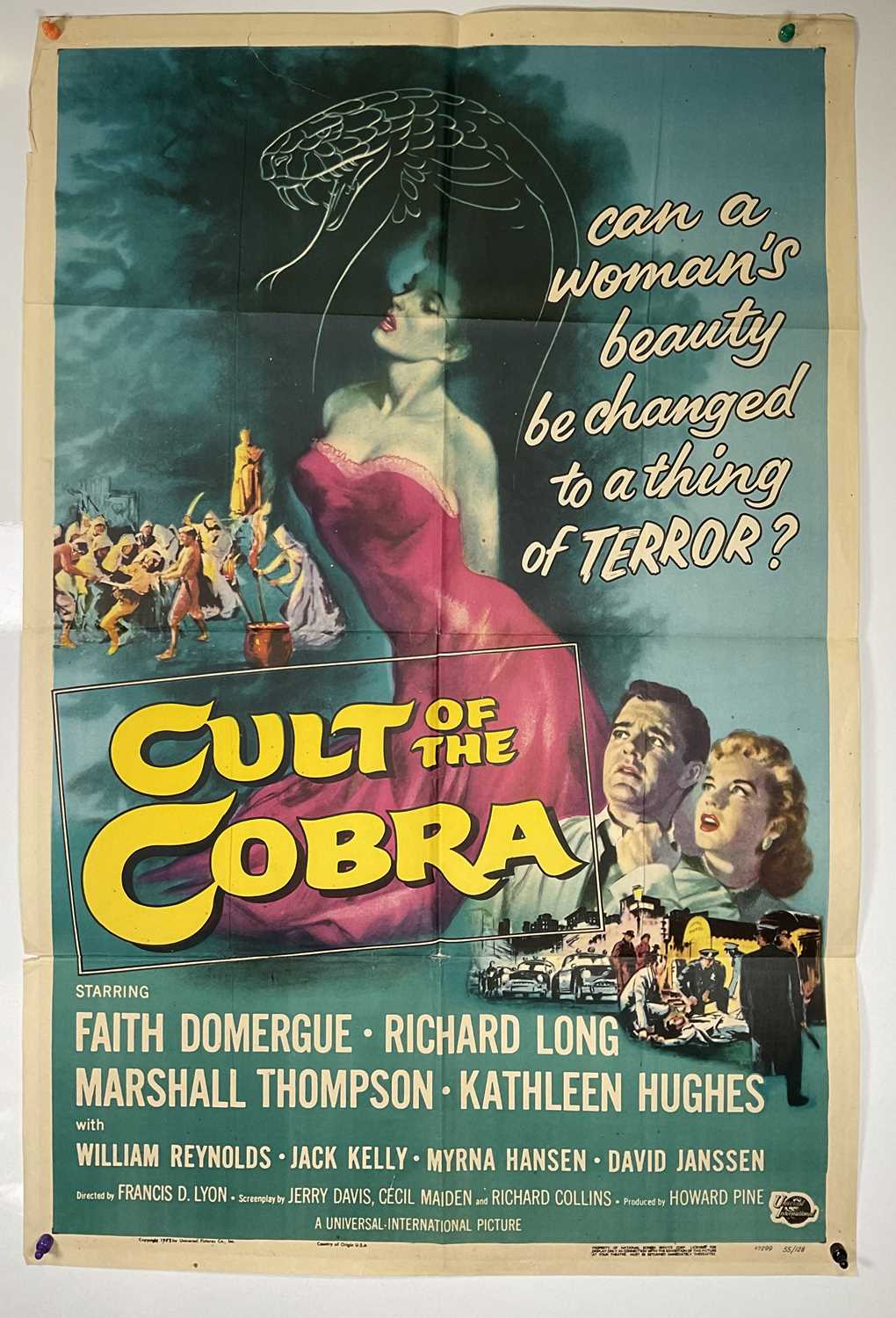 CULT OF THE COBRA (1955) US one sheet film poster, artwork by Reynold Brown, folded ***