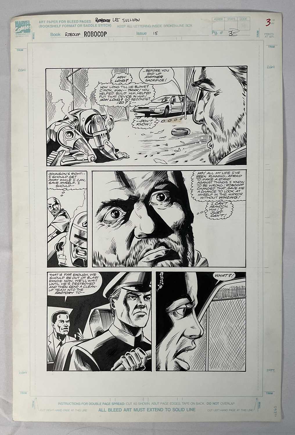 Original Comic Book Artwork by LEE SULLIVAN from ROBOCOP #15 (1991, Marvel Comics) page 3,