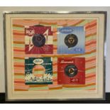 JAN BROWN - "Apopular arrangement" lithograph featuring 7" singles, signed and numbered 4/20,