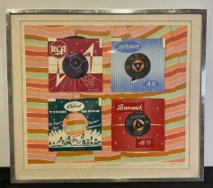 JAN BROWN - "Apopular arrangement" lithograph featuring 7" singles, signed and numbered 4/20,