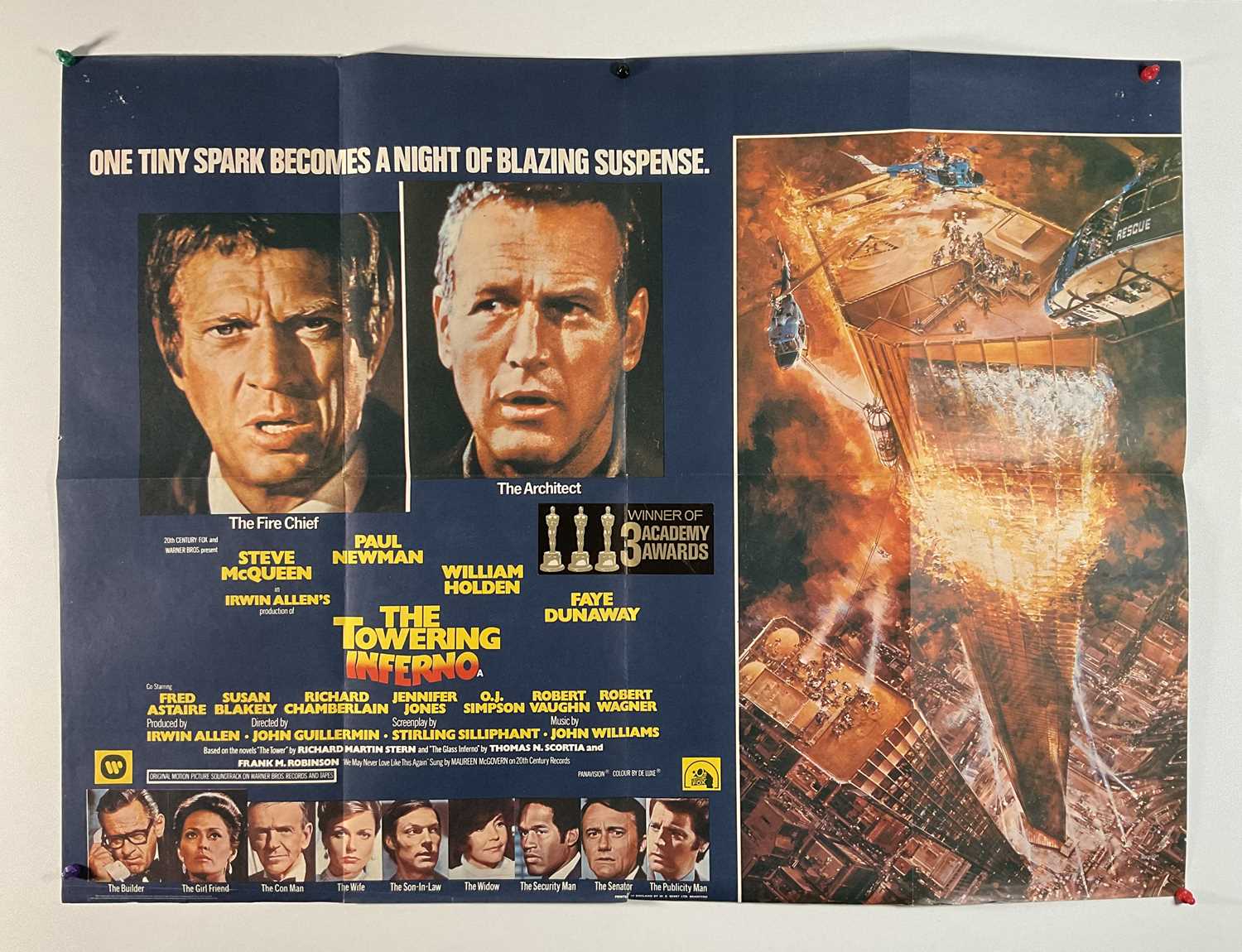 THE TOWERING INFERNO (1974) UK Quad film poster, Artwork by John Berkey, Steve Mcqueen and Paul