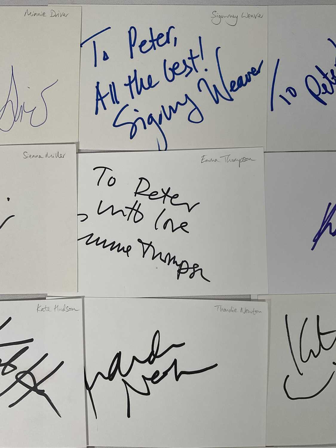 A large group of autograph cards signed by Hollywood Actresses to include ROSAMUND PIKE, MINNIE - Image 7 of 8