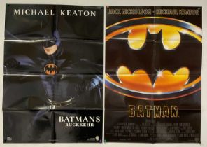 Two German A1 (23" x 33") film posters for BATMAN (1989) New Credit Bat logo design, and BATMAN