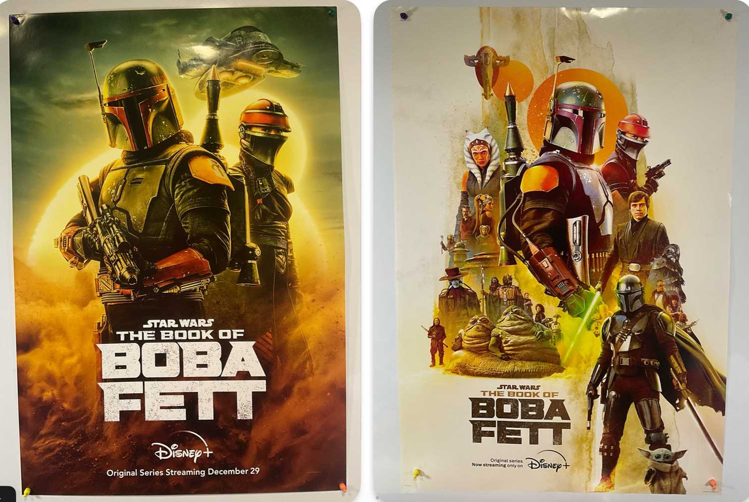 THE BOOK OF BOBA FETT (2022) US advance and regular one sheet film posters, Disney plus STAR WARS TV