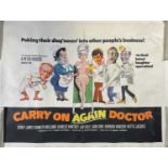 CARRY ON AGAIN DOCTOR (1969) Linen backed and restored UK Quad film poster, Peter Rogers classic