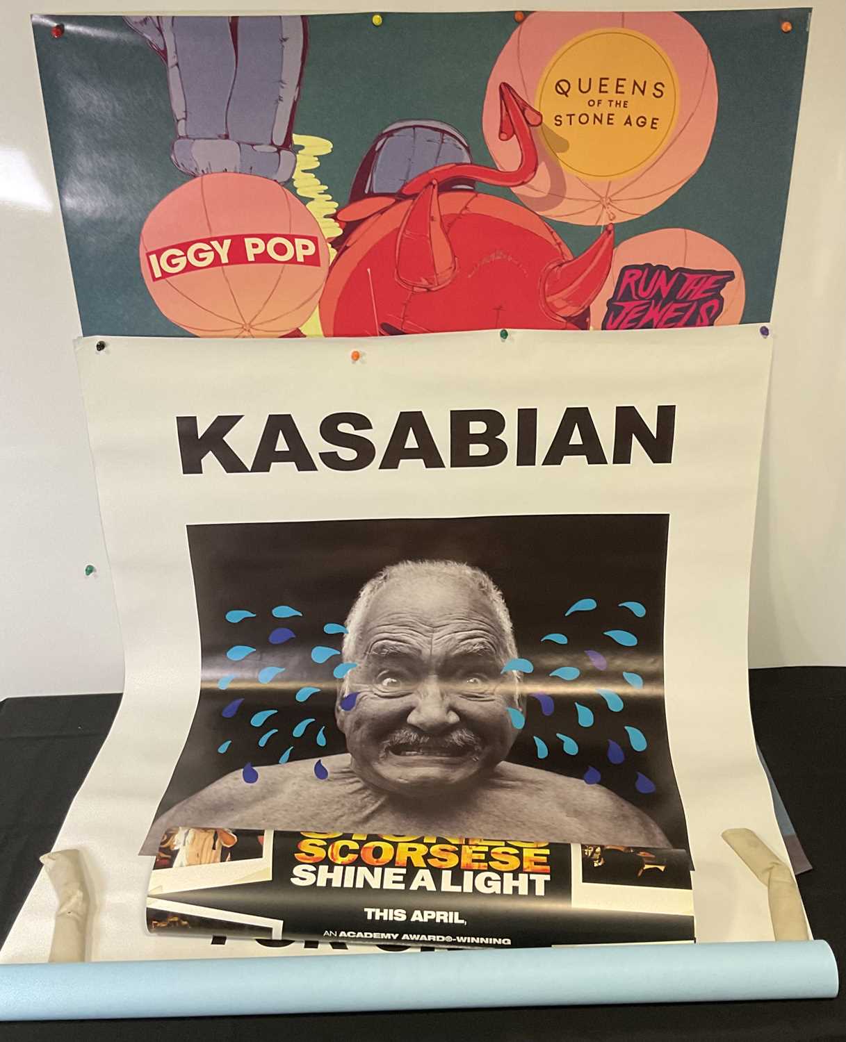 A mixed group of music posters comprising of a bus stop poster for KASABIAN - FOR CRYING OUT LOUD