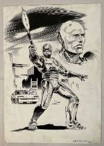 Original Comic Book Artwork - A LEE SULLIVAN drawing for an audition to work on the ROBOCOP comic