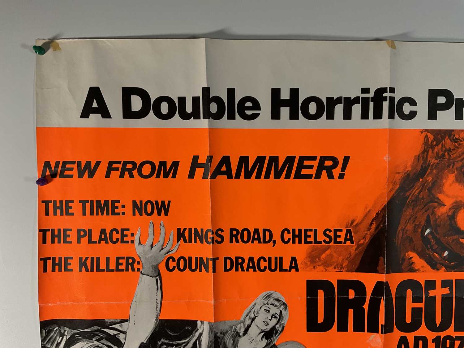 DRACULA A.D. 1972 / TROG (1972) Double-Bill UK Quad film poster, Tom Chantrell artwork classic - Image 2 of 8