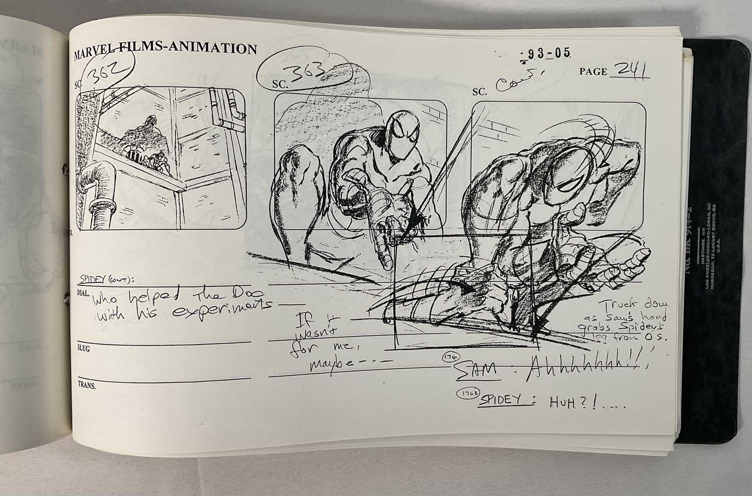 A folio of storyboards from the production of SPIDER-MAN the animated series, signed and stamped - Image 8 of 9