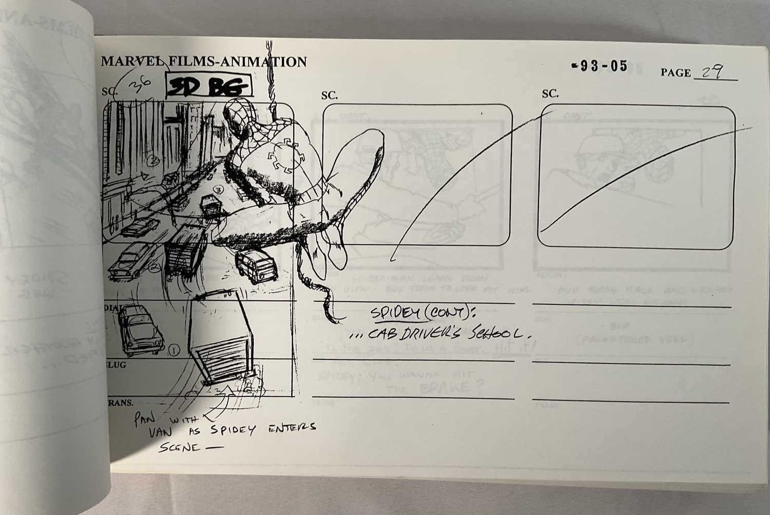 A folio of storyboards from the production of SPIDER-MAN the animated series, signed and stamped - Image 7 of 9
