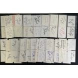 A large quantity of signed autograph cards by various, mostly British celebrities including JOHN