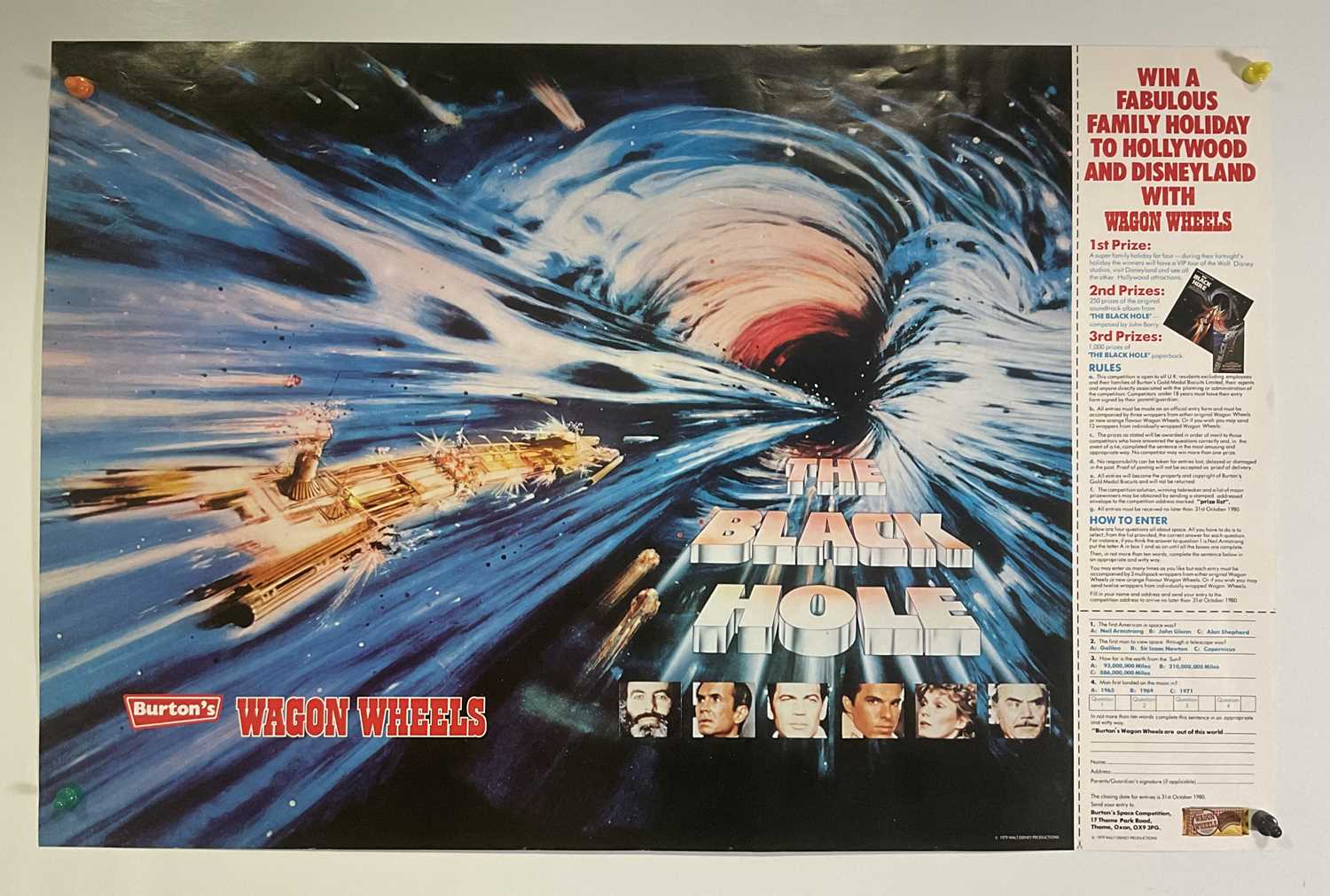 A pair of THE BLACK HOLE (1979) Wagon Wheels UK promotional posters advertising the chance to win - Image 2 of 3