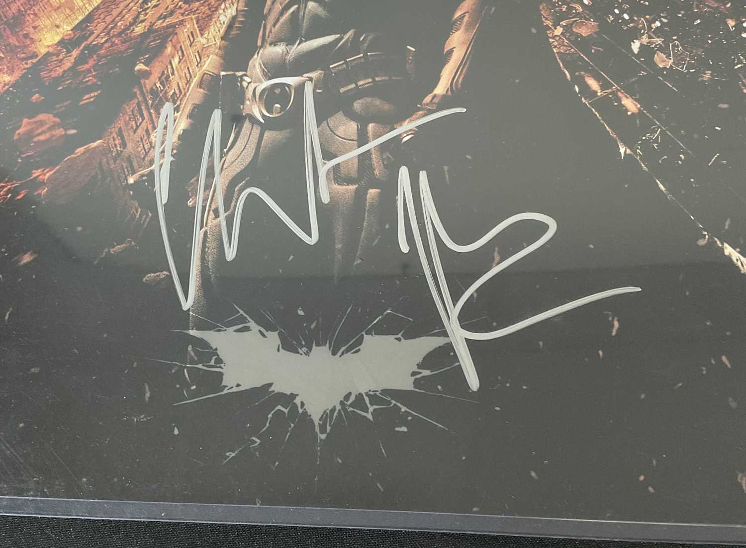 A pair of large format photographic stills from BATMAN THE DARK KNIGHT RISES signed by CHRISTIAN - Image 2 of 5