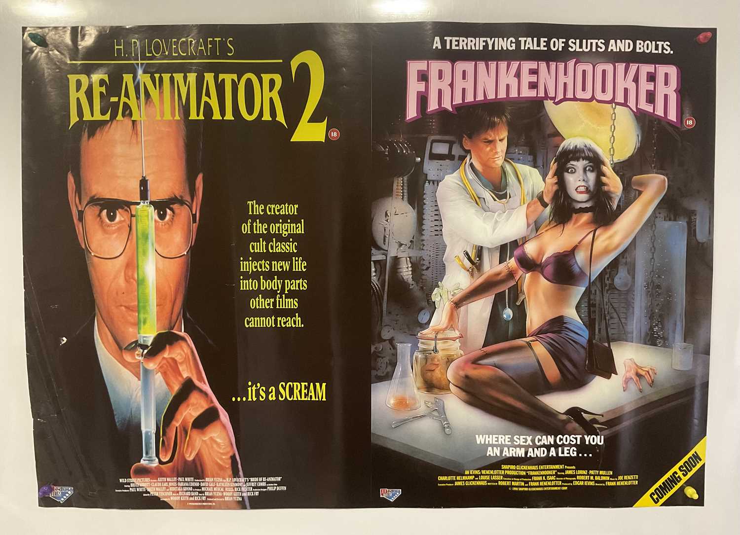 MANIAC COP (1988) and BASKET CASE 2 (1990) UK Video posters double-sided with FRANKENHOOKER (1990) - Image 2 of 6