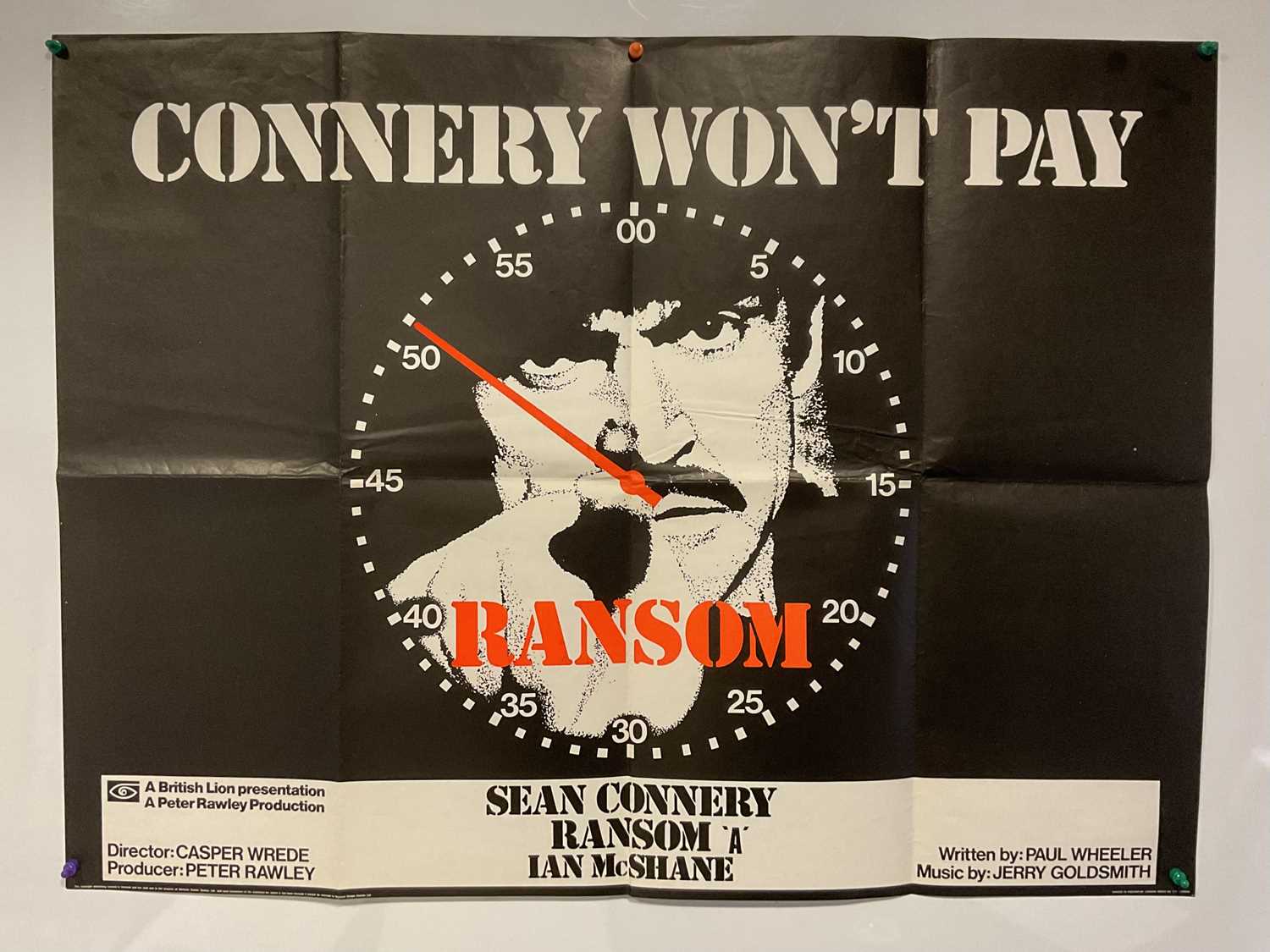 RANSOME (1974) UK Quad film poster, Thriller staring Sean Connery, folded