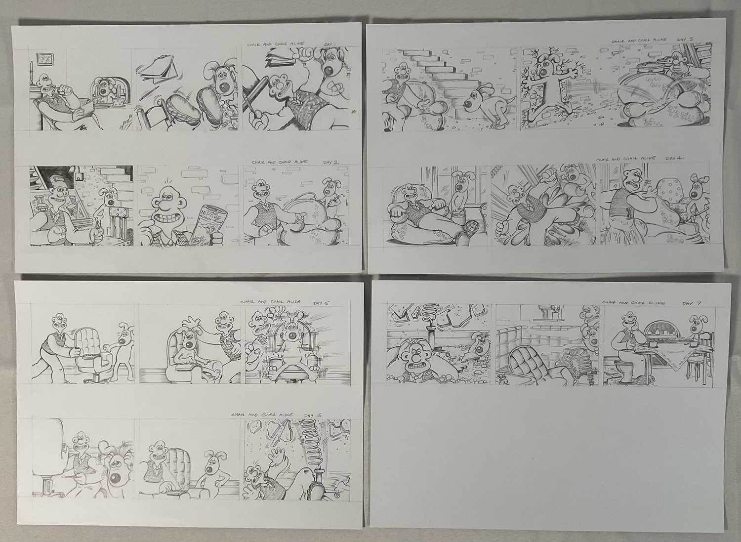 Original Comic Book artwork - 4 pages of WALLACE AND GROMIT artwork by MYCHAILO KAZYBRID, comprising
