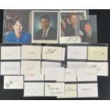 A group of autographs on mixed media from Political figures and persons of interest to include US
