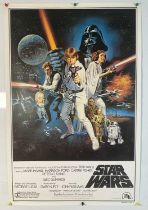 A 1993 German commercial poster for STAR WARS RPISODE IV: A NEW HOPE (1977) featuring the classic