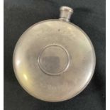 A sterling silver hip flask presented to ERIC SYKES for working on STAN THE MAN (2002) engraved with