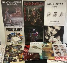 A collection of Rock music album posters comprising of RED HOT CHILLI PEPPERS, IRON MAIDEN, BIFFY