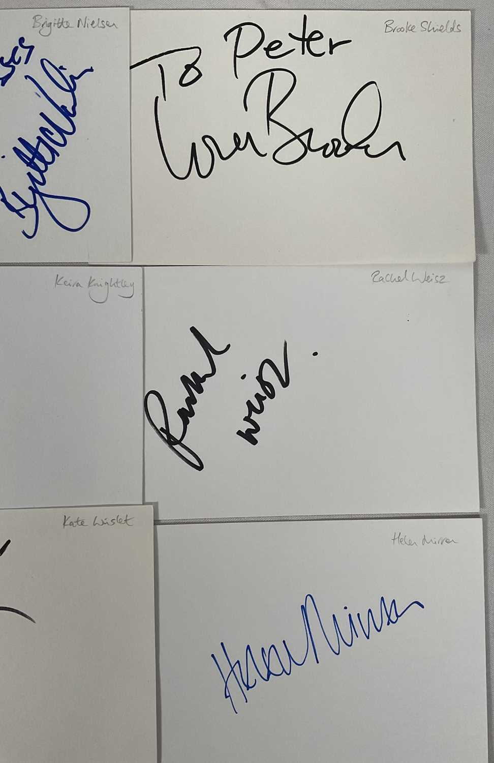 A large group of autograph cards signed by Hollywood Actresses to include ROSAMUND PIKE, MINNIE - Image 3 of 8