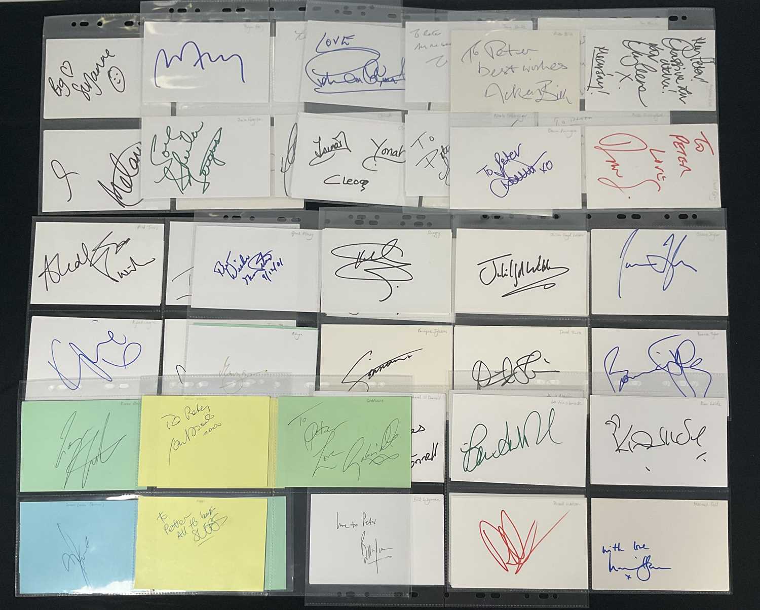 A large quantity of signed autograph cards by musicians and pop stars to include NIKKI SIXX, NODDY