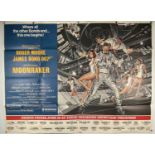 MOONRAKER (1979) US Subway Movie poster, Roger Moore as James Bond, Dan Goozee artwork, 49" x 59 1/