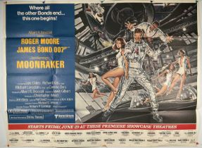 MOONRAKER (1979) US Subway Movie poster, Roger Moore as James Bond, Dan Goozee artwork, 49" x 59 1/