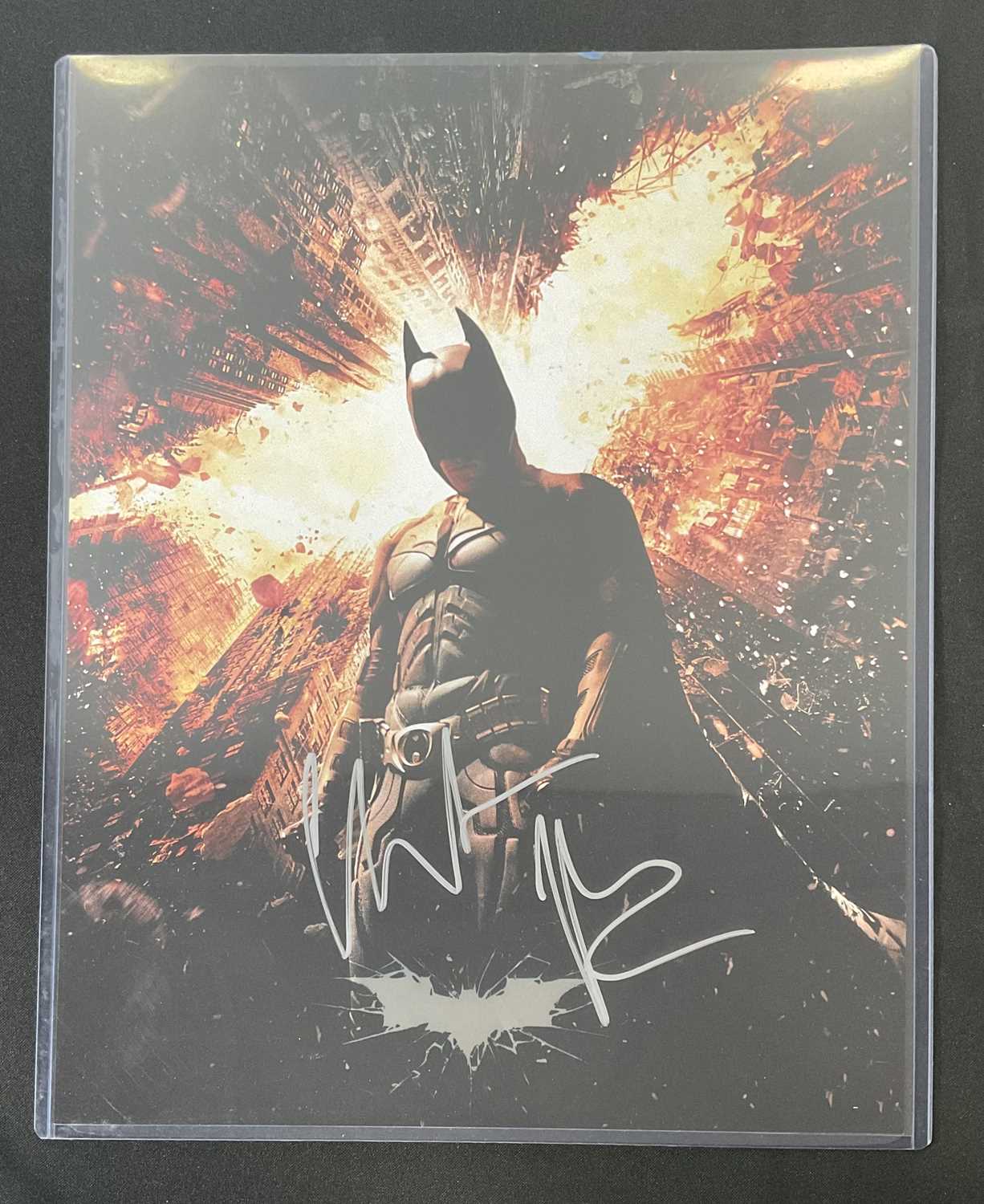 A pair of large format photographic stills from BATMAN THE DARK KNIGHT RISES signed by CHRISTIAN - Image 3 of 5