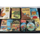 A quantity of TINTIN hardback and paperback books by Hergé, mostly 1970s editions, various