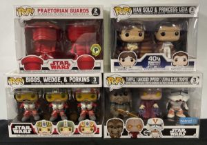 STAR WARS - A group of Star Wars Funko Pop multi packs to include Han Solo and Princess Leia 2 pack,