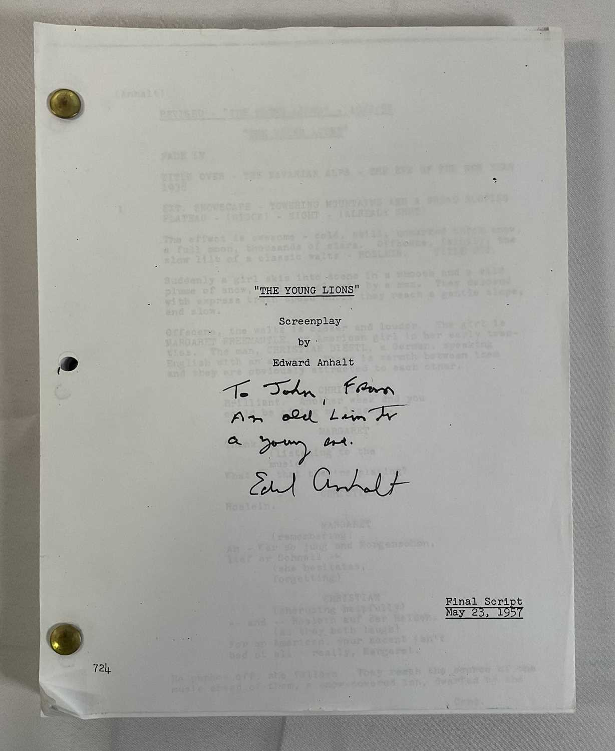 A group of autographed screenplays signed by writer EDWARD ANHALT including THE BOSTON STRANGLER ( - Image 2 of 4
