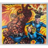 COMIC BOOK ART - An artist proof print of the Fantastic Four on canvas by Paul Mellia signed with
