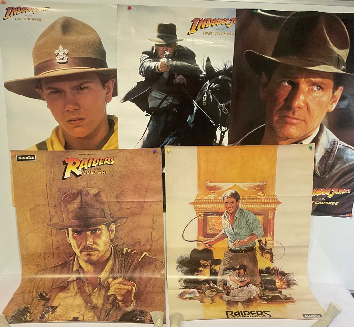 A group of 5 1980s INDIANA JONES commercial posters to include RAIDERS OF THE LOST ARK (1981)