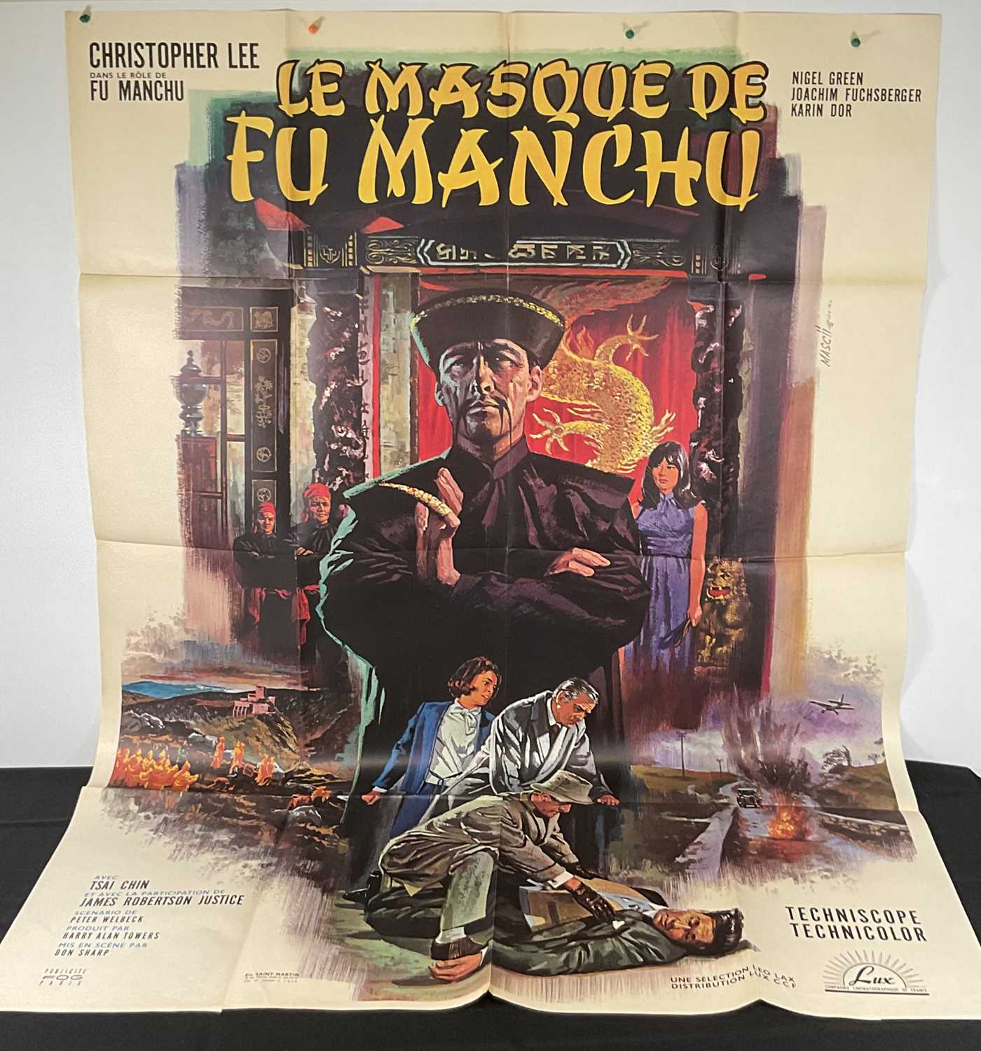 THE FACE OF FU MANCHU (1966) French Grande, one panel film poster starring Christopher Lee,