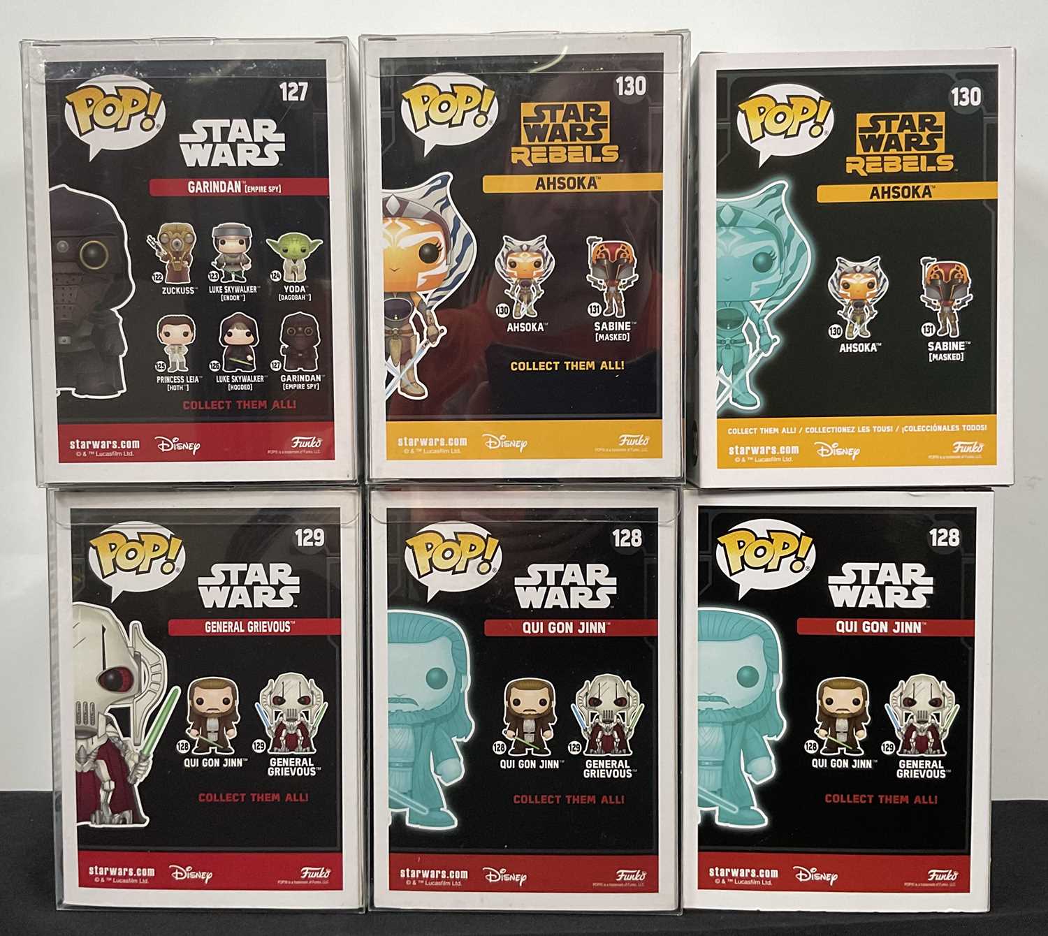 STAR WARS - A group of Star Wars Funko Pops to include: Garindan (Empire Spy) #127 black box Qui Gon - Image 2 of 2