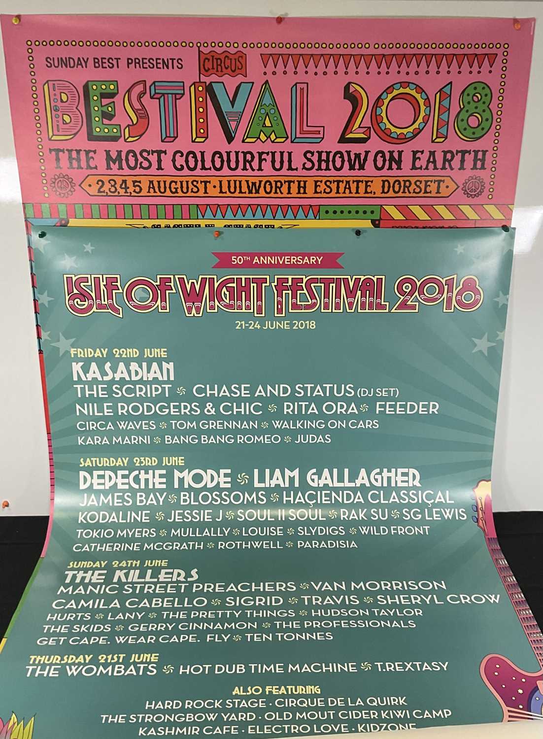 A pair of bus stop music festival posters - BESTIVAL 2018 featuring London Grammar, Chaka Khan,