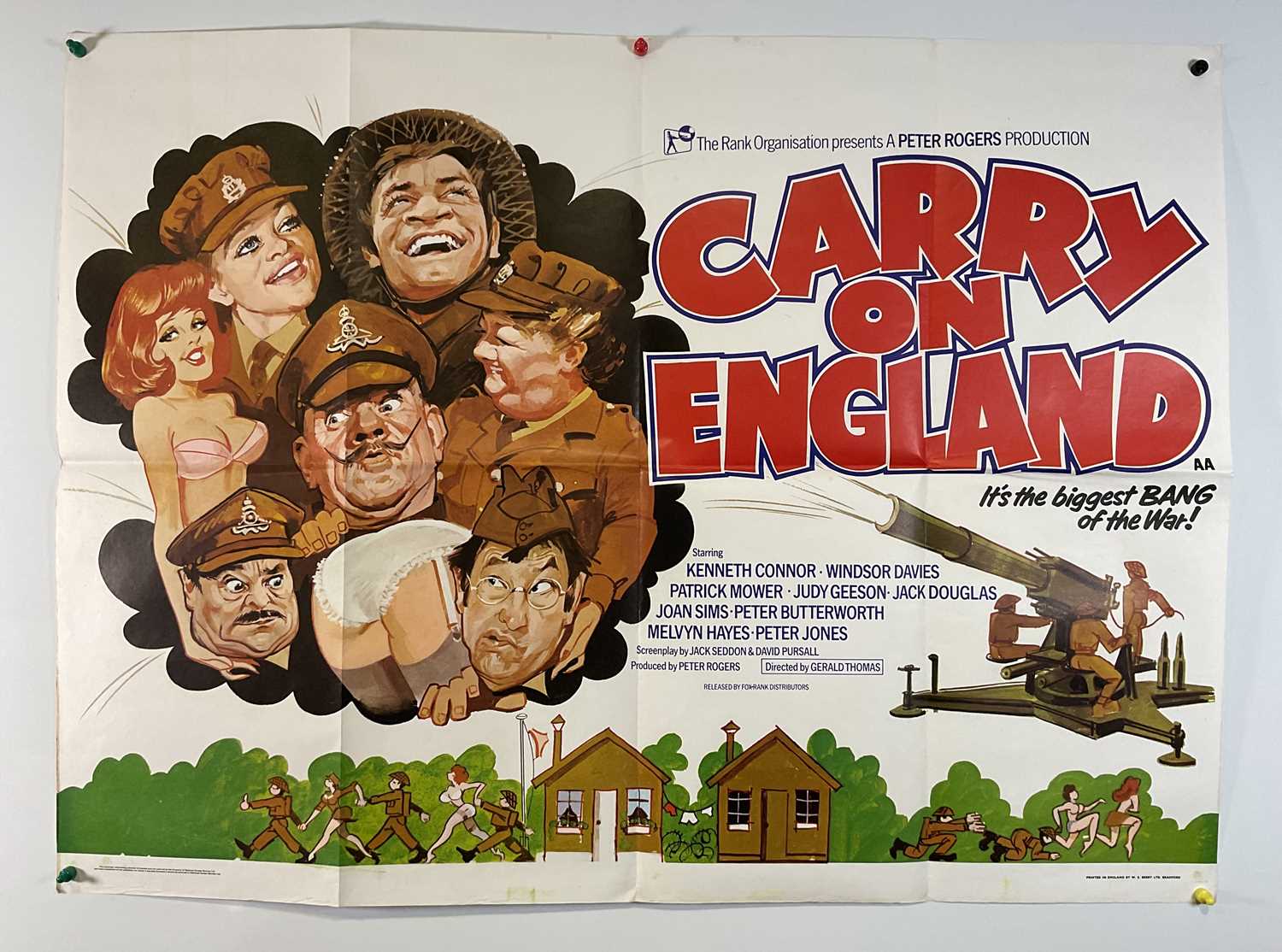 CARRY ON ENGLAND (1976) UK Quad film poster, artwork by Arnaldo Putzu, folded.