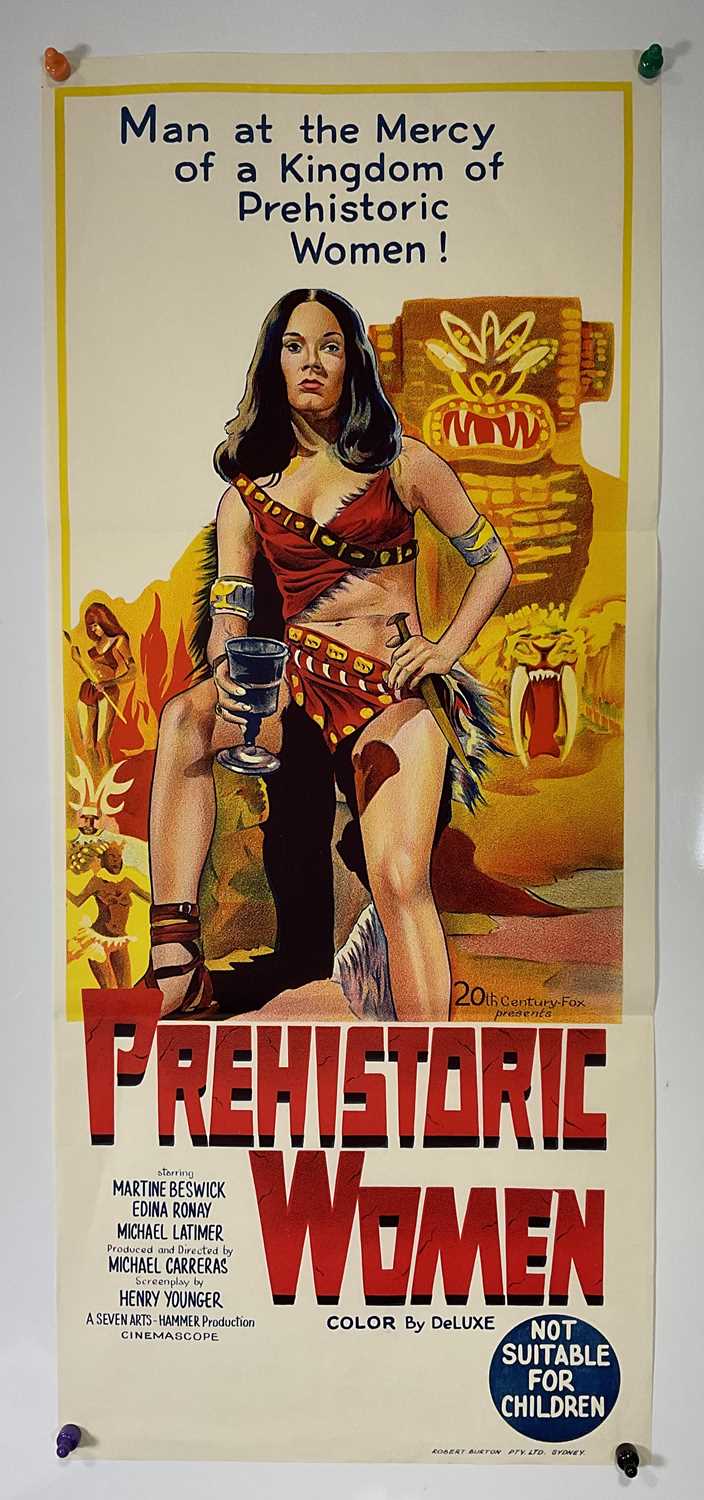 PREHISTORIC WOMEN (1967) Australian daybill, Hammer film with beautiful artwork of star Martine