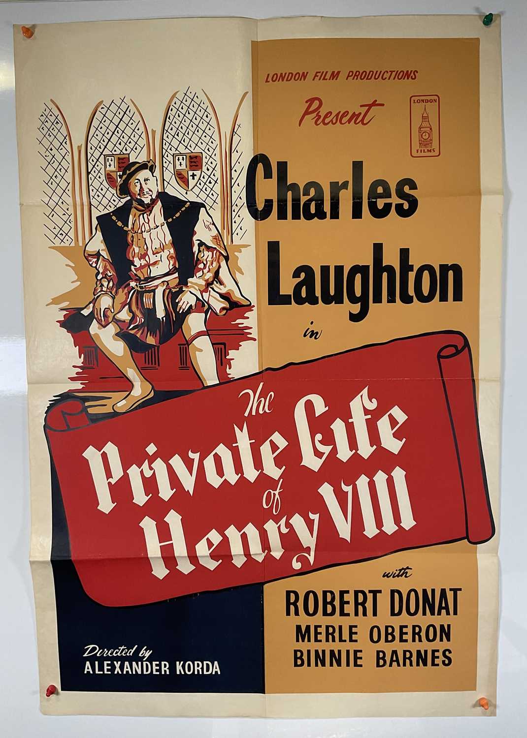 THE PRIVATE LIFE OF HENRY VIII (1933) c.1940 re-release UK one sheet, folded