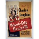 THE PRIVATE LIFE OF HENRY VIII (1933) c.1940 re-release UK one sheet, folded