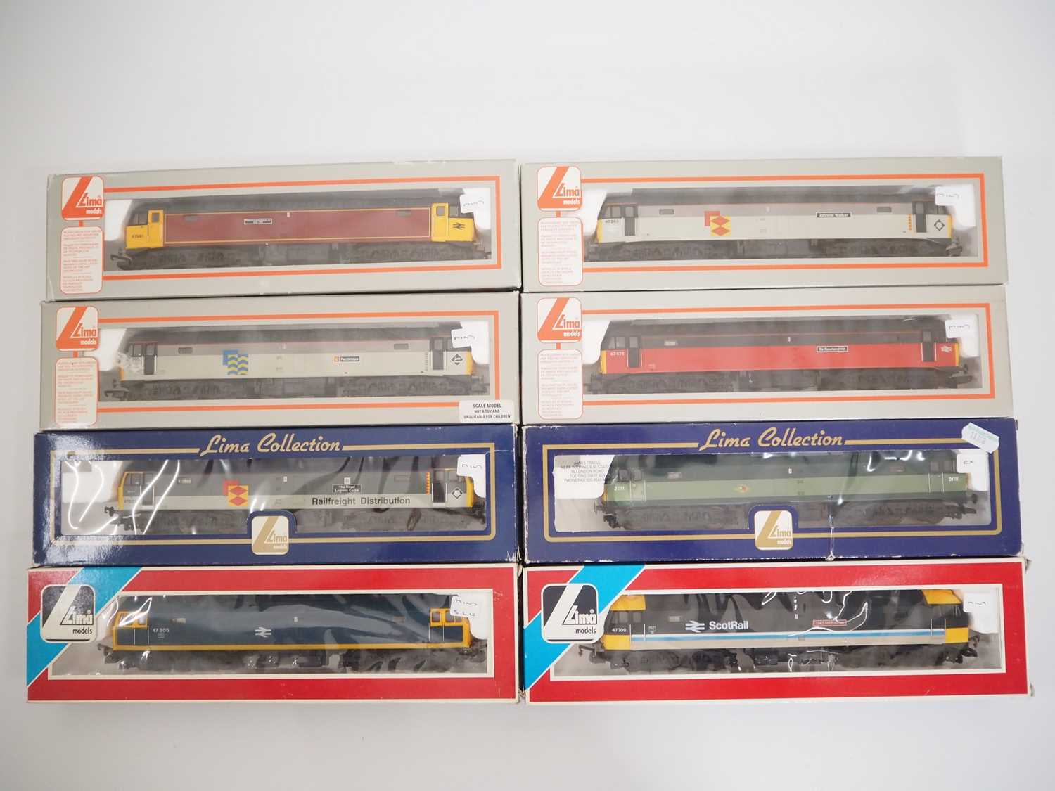 A group of LIMA OO gauge class 47 diesel locomotives in various liveries - G/VG in F/VG boxes (8)