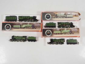 A group of boxed and unboxed OO gauge steam locomotives by HORNBY all in LNER green livery - G/VG in