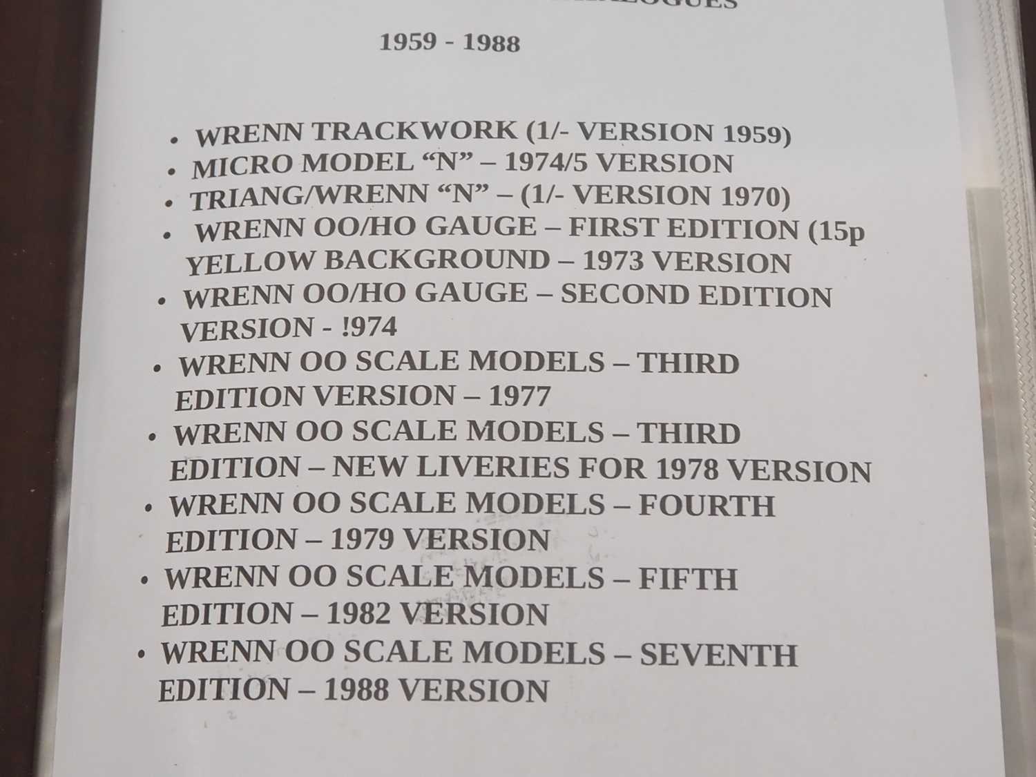 A pair of binders, the first containing WRENN catalogues from 1959 - 1988 and the second with a - Image 4 of 11