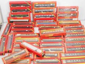 A large group of HORNBY OO gauge passenger coaches in various liveries - G/VG in F/G boxes (44)