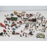 A large quantity of mostly farm related diecast animals, figures and accessories by BRITAINS and