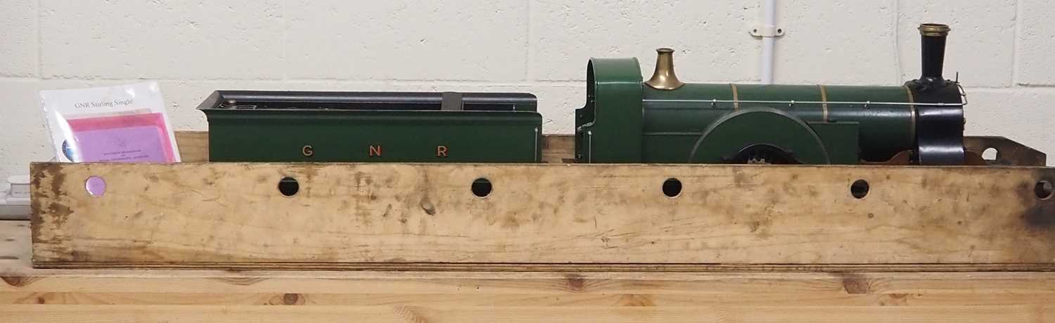 A 5 inch gauge live steam scratch built GNR Stirling Single 4-2-2 steam locomotive in GNR green - Image 8 of 8