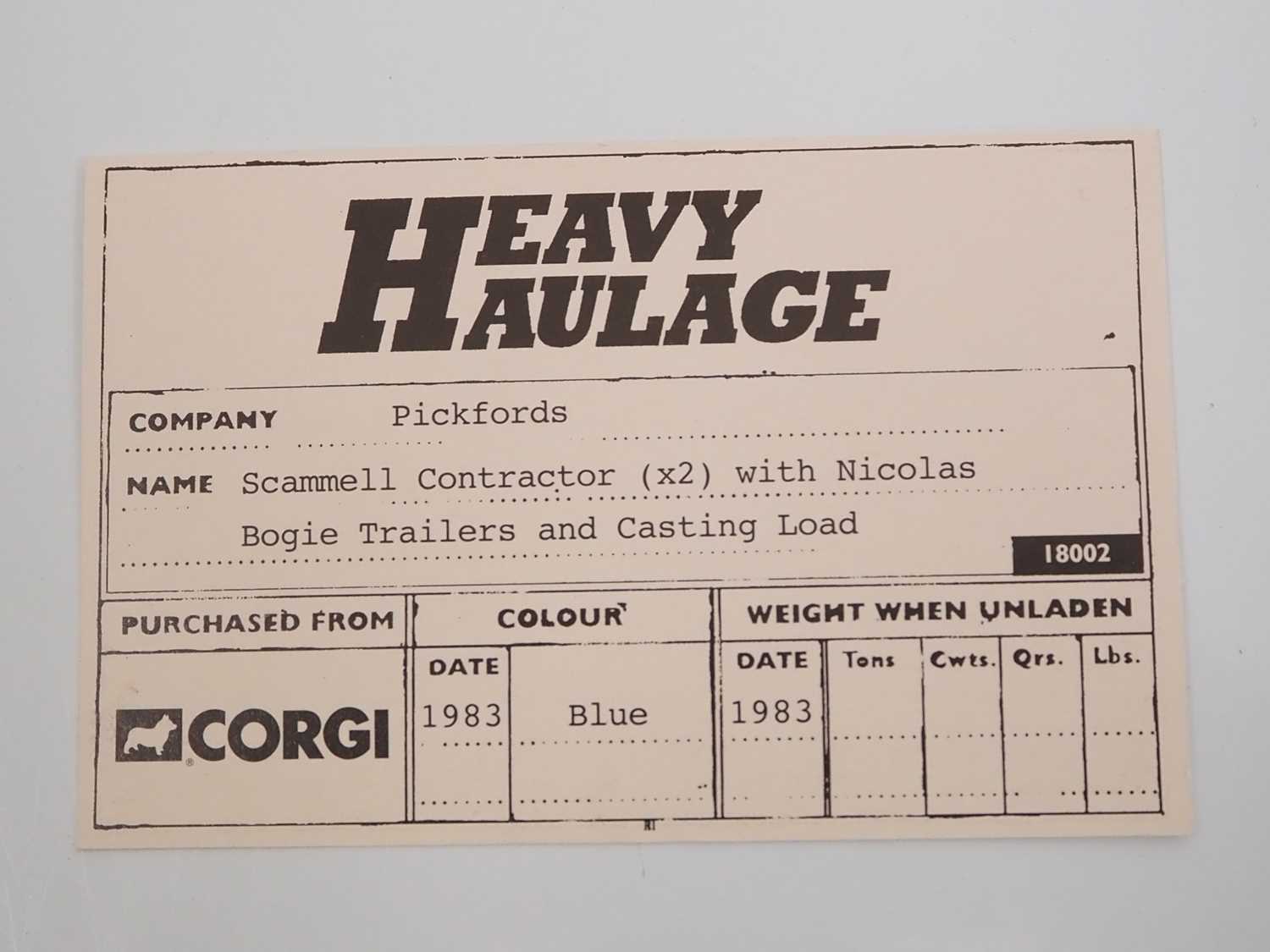 A CORGI 1:50 scale 18002 Heavy Haulage set in Pickford's livery - appears unused - VG/E in G/VG box - Image 2 of 5
