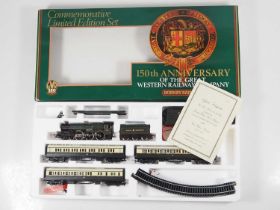 A HORNBY R775 OO gauge GWR 150th Anniversary train set comprising a King class steam locomotive,