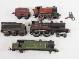 A BING O gauge clockwork 'George the Fifth' steam locomotive in black livery together with a small